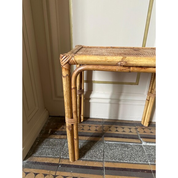 French vintage bamboo rattan small coffee or side table classy and elegant - Picture 4 of 6